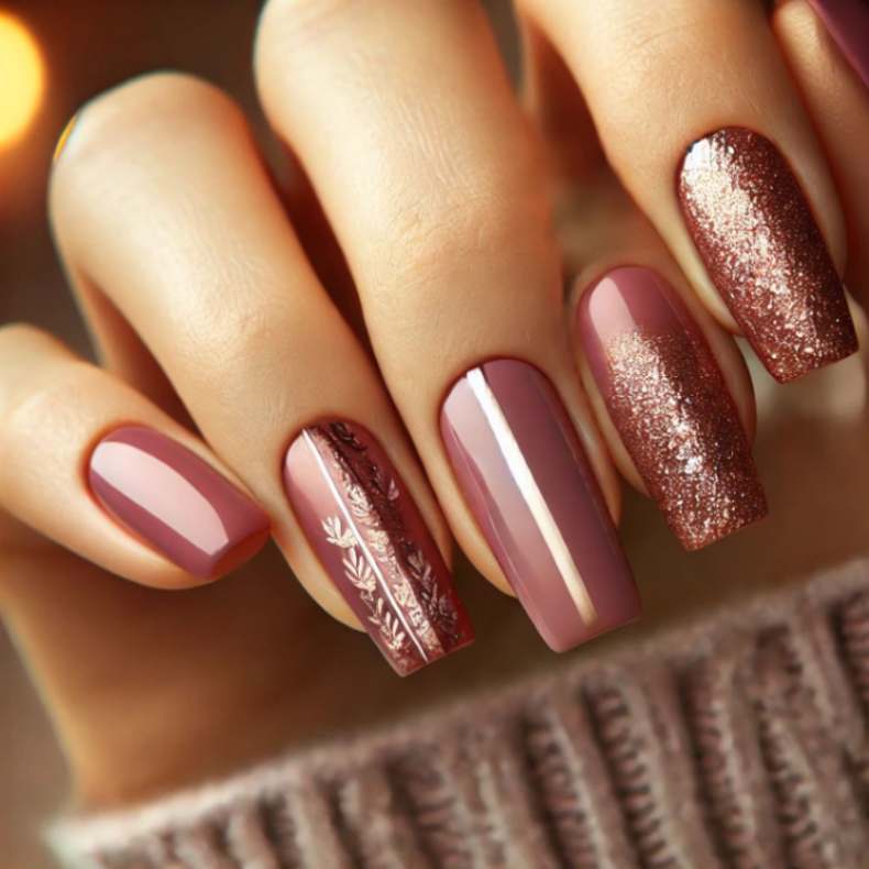 Lace Patterned Neutral Nails